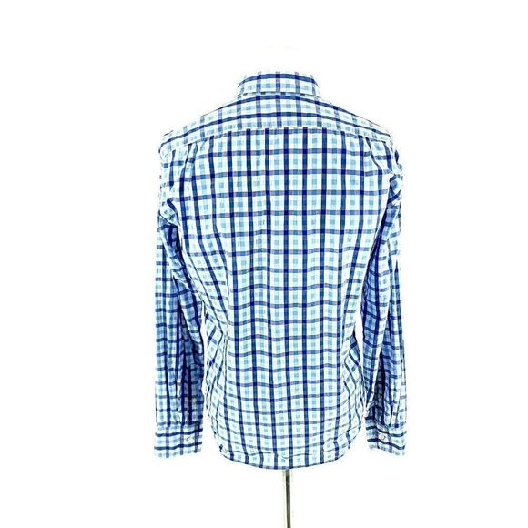 J Crew Blue White Plaid Light Weight Cotton Slim Fit Small Button Down Front Poc - Picture 5 of 8
